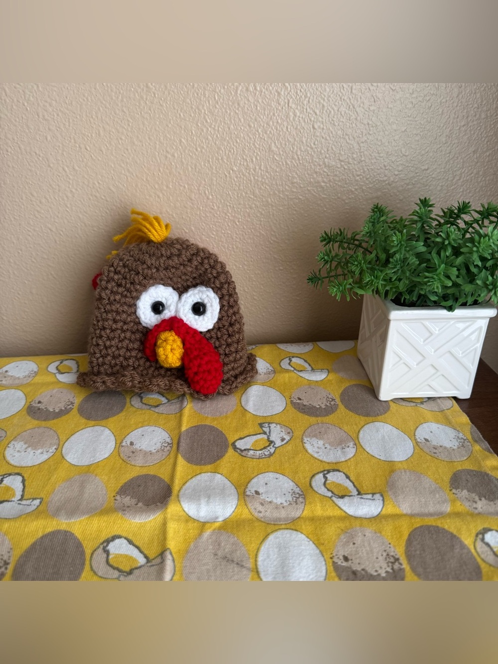 Crocheted back Thanksgiving turkey beanie hat